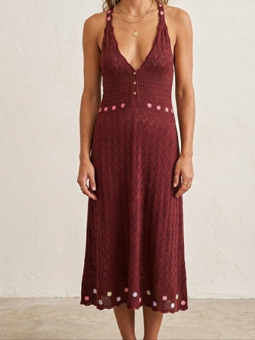 Free People Intimately Lazy Daisy Crochet Chemise Midi Dress - Picture 1 of 12